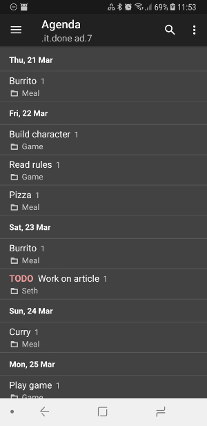 Orgzly’s agenda view
